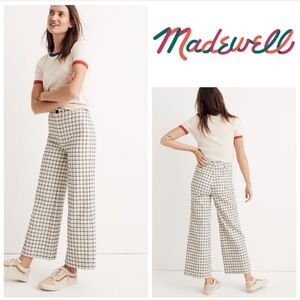 Madewell Cream and Black Wide Leg Pants